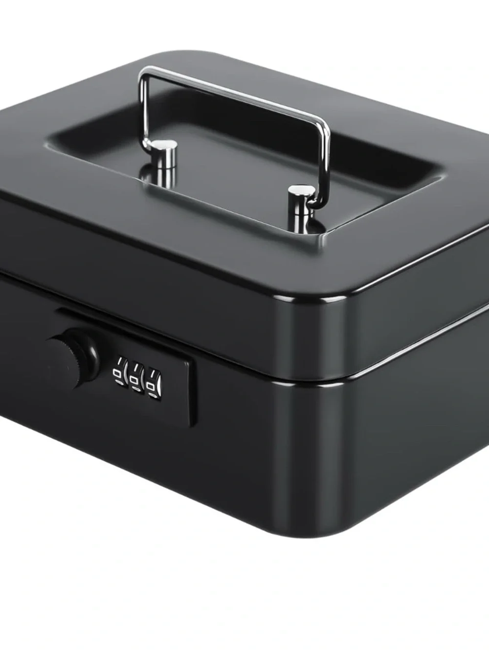 Portable Black Cash Box with Combination Lock